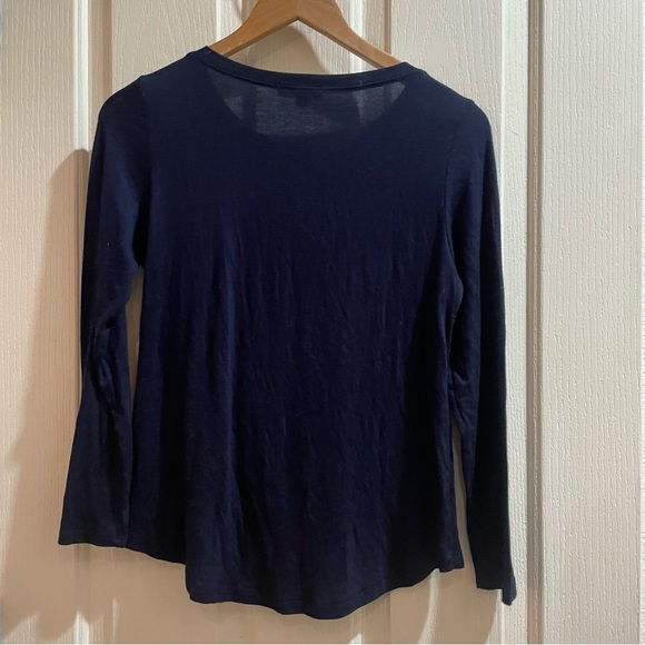 New Anthropologie Agency Twist Front Long Sleeve Top by On the Road Navy XSP NWT - Picture 7 of 8